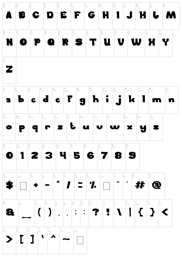 Forest Thing font map